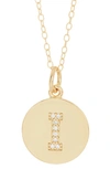 Adornia 14k Gold Plated Cubic Zirconia Initial Disc Pendant Necklace In Gold - I
