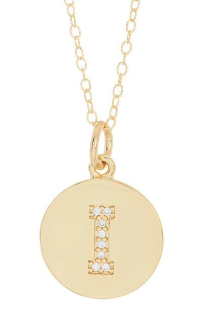 Adornia 14k Gold Plated Cubic Zirconia Initial Disc Pendant Necklace In Gold - I