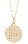Adornia 14k Gold Plated Cubic Zirconia Initial Disc Pendant Necklace In Gold- F