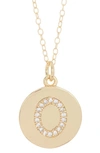 Adornia 14k Gold Plated Cubic Zirconia Initial Disc Pendant Necklace In Gold- O