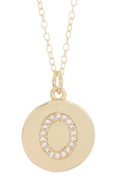 Adornia 14k Gold Plated Cubic Zirconia Initial Disc Pendant Necklace In Gold- O