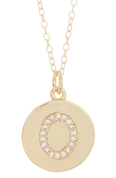 Adornia 14k Gold Plated Cubic Zirconia Initial Disc Pendant Necklace In Gold - O