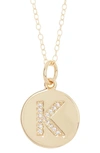 Adornia 14k Gold Plated Cubic Zirconia Initial Disc Pendant Necklace In Gold - K