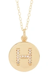 Adornia 14k Gold Plated Cubic Zirconia Initial Disc Pendant Necklace In Gold - H