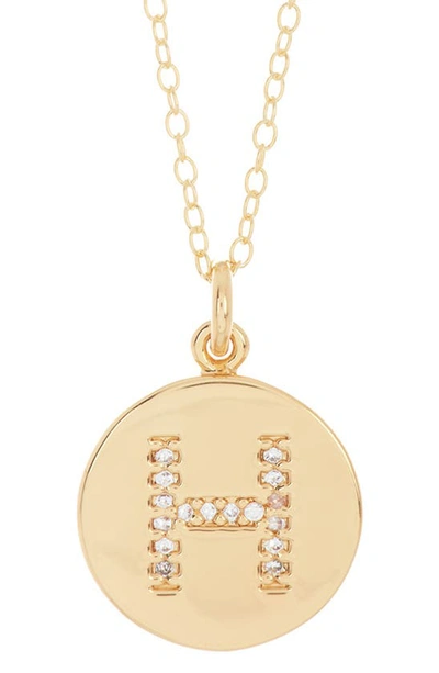 Adornia 14k Gold Plated Cubic Zirconia Initial Disc Pendant Necklace In Gold - H