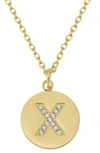 Adornia 14k Gold Plated Cubic Zirconia Initial Disc Pendant Necklace In Gold - X