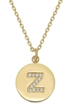 Adornia 14k Gold Plated Cubic Zirconia Initial Disc Pendant Necklace In Gold - Z