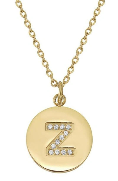 Adornia 14k Gold Plated Cubic Zirconia Initial Disc Pendant Necklace In Gold - Z