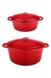 Berghoff Neo Cast Iron Stockpot And Covered Dutch Ovens, Set Of 2 In Red