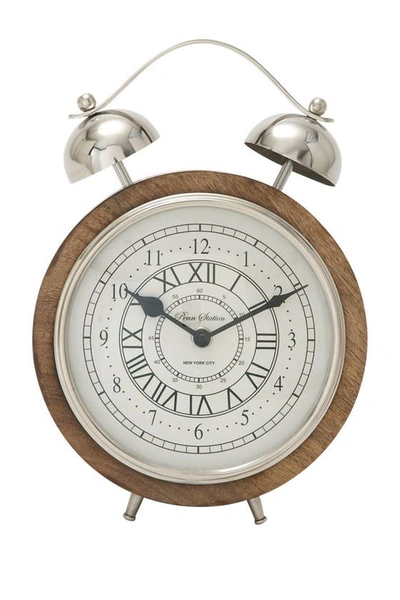 Willow Row Brown Mango Wood Clock With Bell Style Top