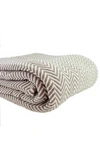 Melange Cotton Herringbone Blanket In Taupe