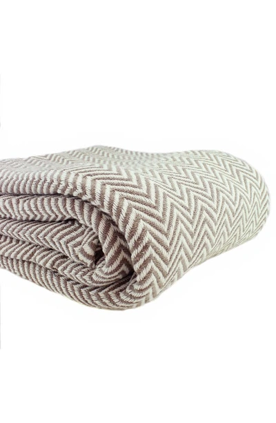 Melange Home Cotton Herringbone Blanket In Taupe