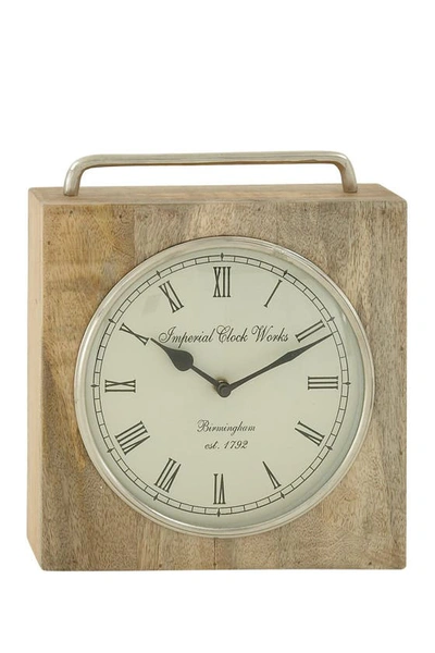Sonoma Sage Home Brown Mango Wood Clock With Silver Top Handle In Natural Brown