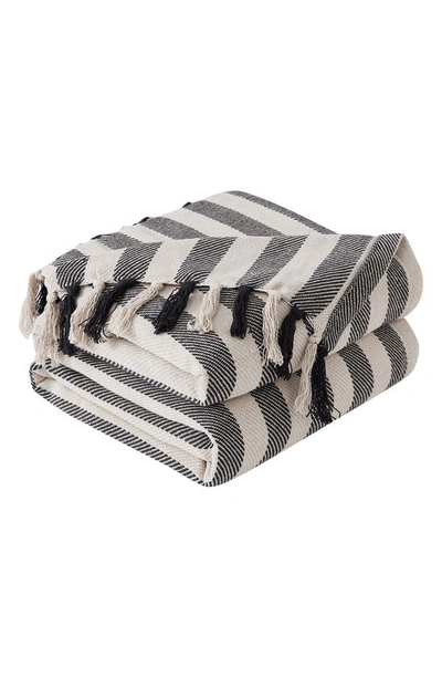 Southshore Fine Linens Striped Cotton Luxury Throw In Black