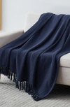 Southshore Fine Linens Ashmore Cotton Luxury Blanket In Navy Blue
