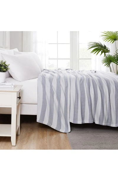 Southshore Fine Linens Striped Cotton Luxury Blanket In Grey