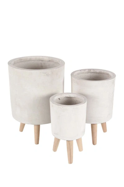 Sonoma Sage Home White Fiberclay Contemporary Planter With Wood Legs