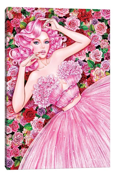 Icanvas Rose Girl By Sunny Gu Canvas Wall Art In Pink