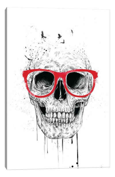 Icanvas Skull With Red Glasses By Balazs Solti, 14"x19"