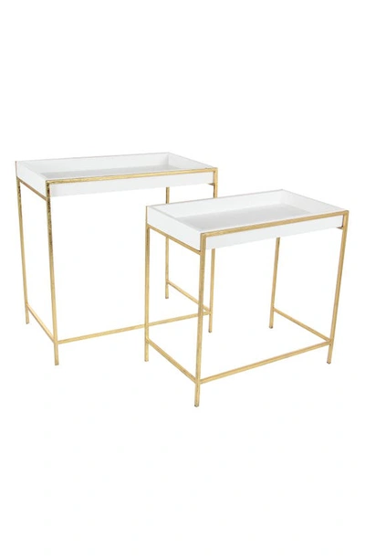 Uma Metal Side Table In Gold, White