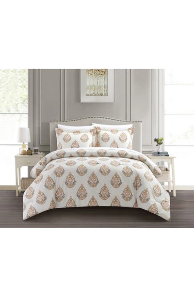 Chic Amelia Floral Medallion Duvet Cover Set In Taupe