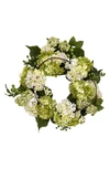Nearly Natural 22" Hydrangea Wreath In Yellow