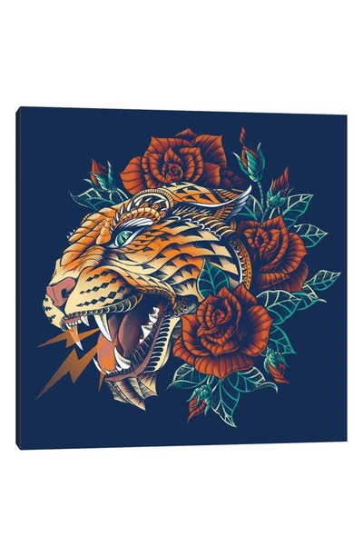 Icanvas Ornate Leopard In Color I By Bioworkz Canvas Wall Art In Blue