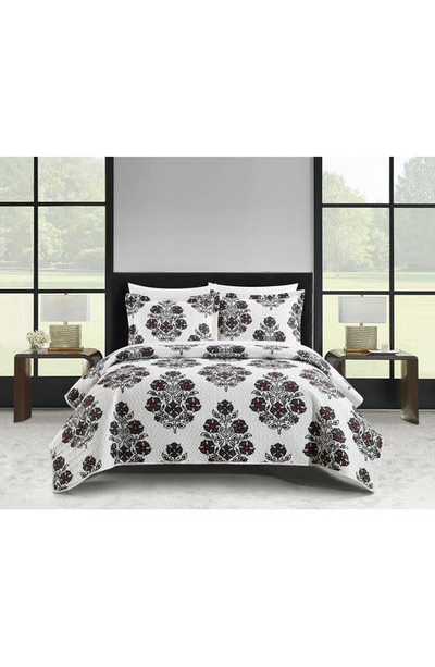 Chic Morris Floral Medallion 5-piece Quilted Comforter Set In Grey