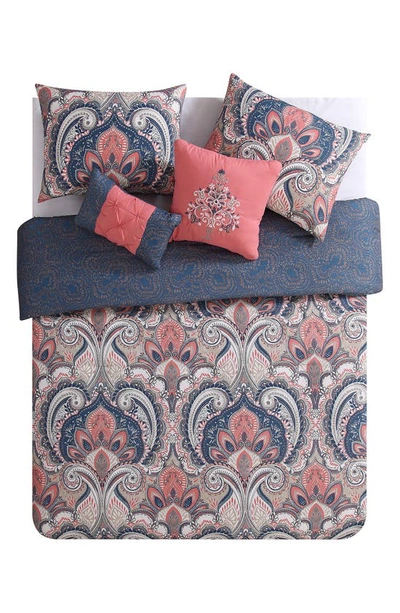 Vcny Home Casa Real Comforter 5-piece Set In Coral