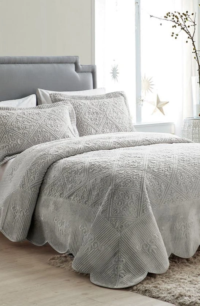 Vcny Home Westland Quilted Plush Bedspread Set In Grey