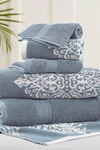 Modern Threads Gray Artesia Damask Reversible Yarn-dyed Jacquard 6-piece Towel Set In Blue