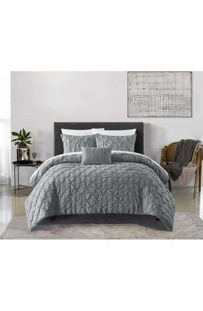 Chic Bradley Diamond Tufted 4-piece Comforter Set In Grey
