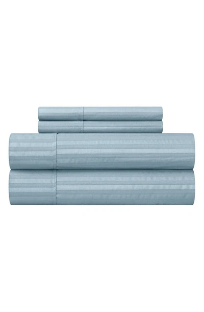 Chic Sarina Solid With Stripe Sheet Set In Blue