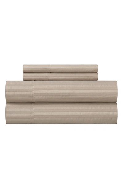 Chic Sarina Solid With Stripe Sheet Set In Taupe