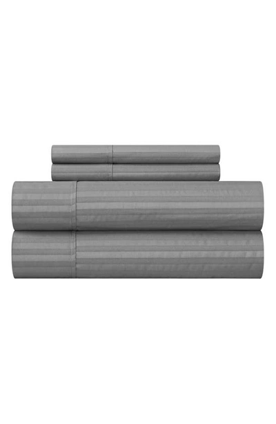 Chic Sarina Solid With Stripe Sheet Set In Grey