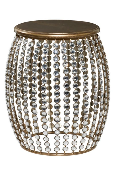 Vivian Lune Home Goldtone Metal Accent Table With Crystal Embellishment In Silver