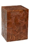 GINGER BIRCH STUDIO BROWN TEAKWOOD CONTEMPORARY ACCENT TABLE WITH MOSAIC DESIGN