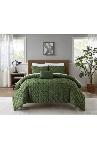 Chic Bradley Diamond Quilted 4-piece Comforter Set In Green
