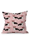 Deny Designs Petfriendly Tricolored Welsh Corgi Throw Pillow In Pink