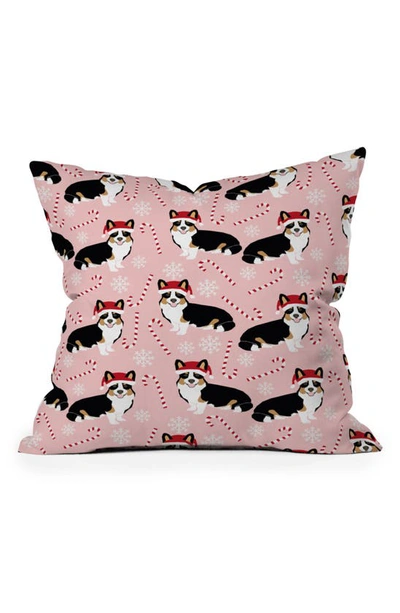 Deny Designs Petfriendly Tricolored Welsh Corgi Throw Pillow In Pink