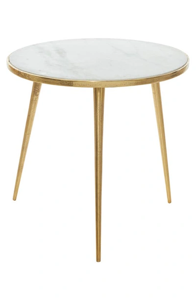Ginger Birch Studio Goldtone Marble Accent Table