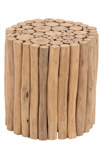 Ginger Birch Studio Brown Teakwood Handmade Stick Cluster Design Accent Table