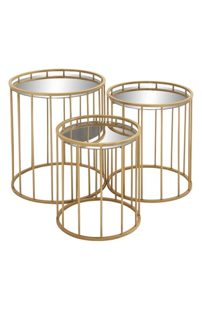 Vivian Lune Home Goldtone Metal Contemporary Accent Table With Mirrored Glass Top