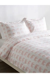Melange Grey Twin 400 Thread Count Cotton Elephants Duvet 2-piece Set In Pink