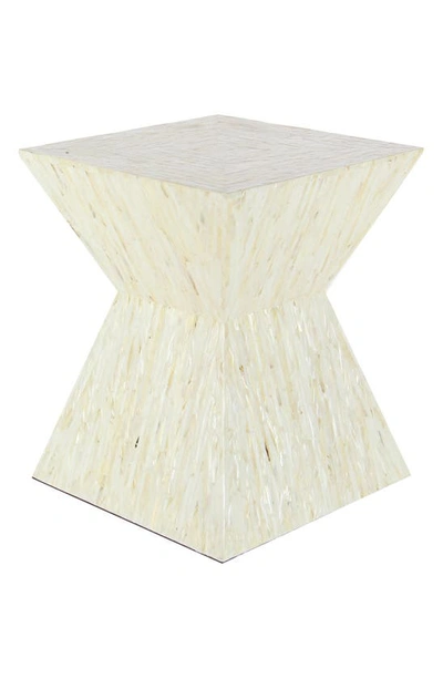 Ginger Birch Studio Beige Shimmer Mosaic Shell Accent Table
