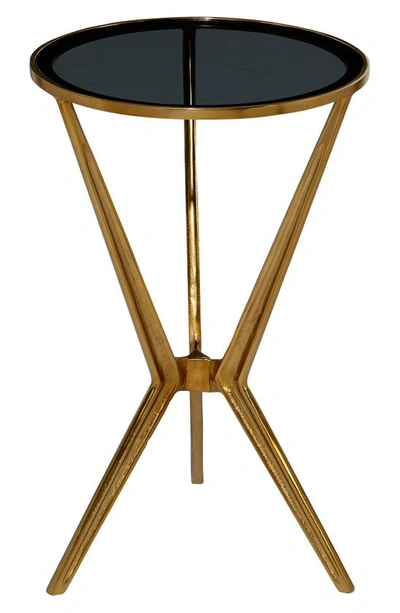 Vivian Lune Home Goldtone Aluminum Modern Accent Table With Shaded Glass Top