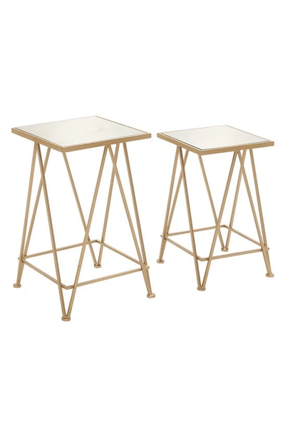 Vivian Lune Home Goldtone Metal Contemporary Accent Table With Mirrored Glass Top