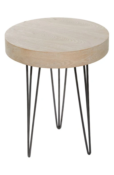 Ginger Birch Studio Brown Wood Modern Accent Table With Black Metal Hairpin Legs