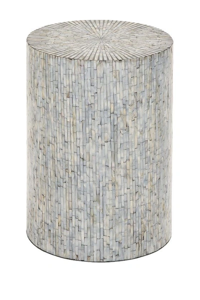 Willow Row Contemporary Iridescent Shell Inlaid Wooden Accent Table In Grey