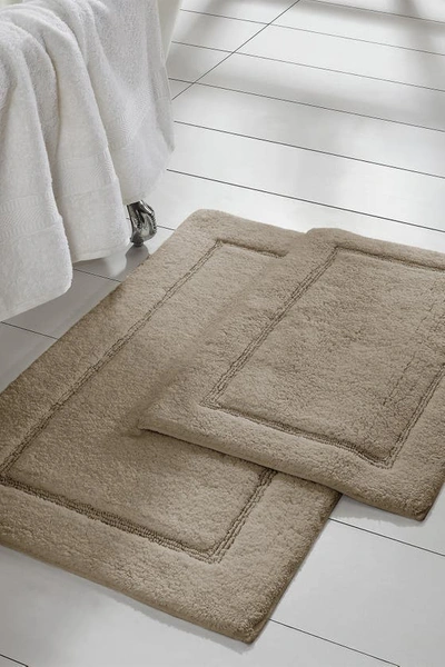 Modern Threads Charcoal Solid Loop Non-slip Bath Mat 2-piece Set In Taupe